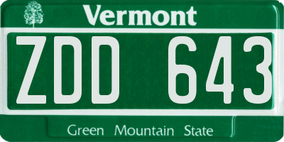 VT license plate ZDD643