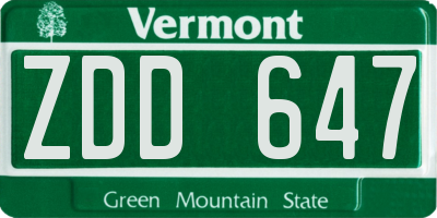 VT license plate ZDD647