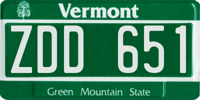 VT license plate ZDD651