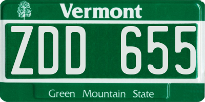 VT license plate ZDD655