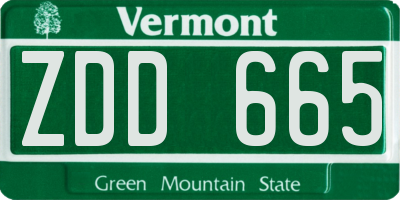 VT license plate ZDD665