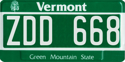 VT license plate ZDD668