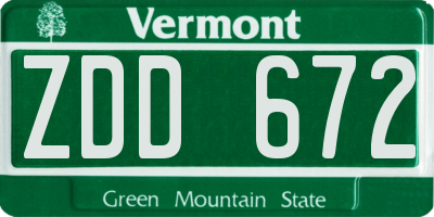 VT license plate ZDD672