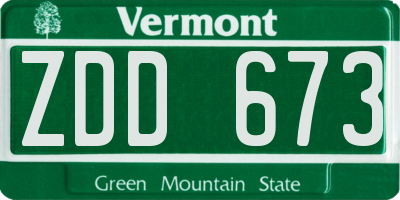 VT license plate ZDD673