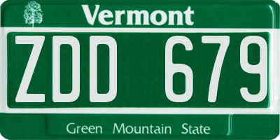 VT license plate ZDD679