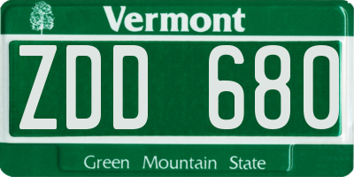 VT license plate ZDD680