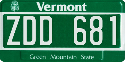 VT license plate ZDD681