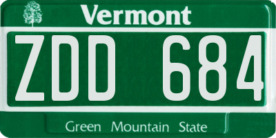 VT license plate ZDD684