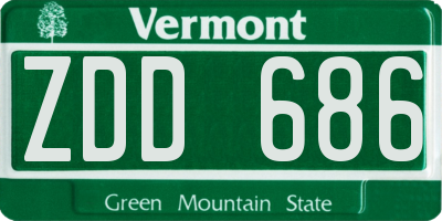 VT license plate ZDD686