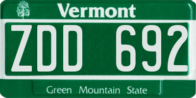 VT license plate ZDD692