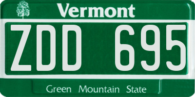 VT license plate ZDD695