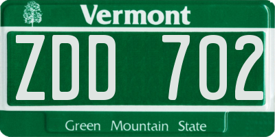 VT license plate ZDD702