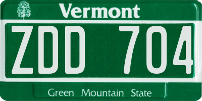 VT license plate ZDD704