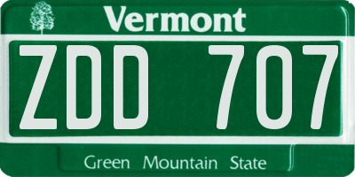 VT license plate ZDD707