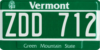 VT license plate ZDD712