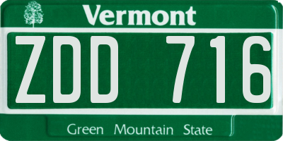 VT license plate ZDD716