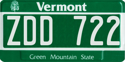 VT license plate ZDD722