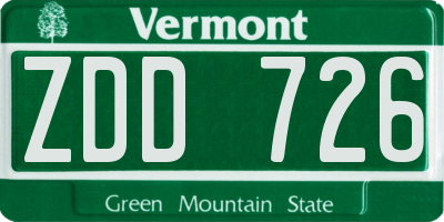 VT license plate ZDD726