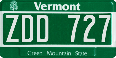 VT license plate ZDD727