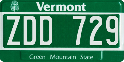 VT license plate ZDD729