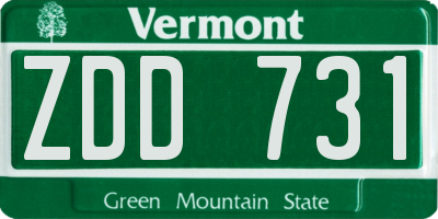 VT license plate ZDD731