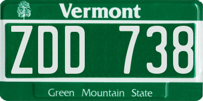 VT license plate ZDD738