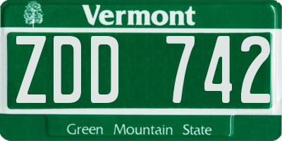 VT license plate ZDD742