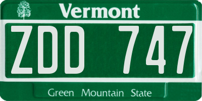 VT license plate ZDD747