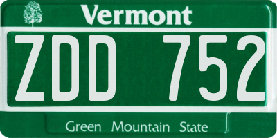 VT license plate ZDD752