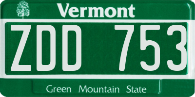 VT license plate ZDD753