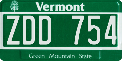 VT license plate ZDD754