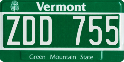 VT license plate ZDD755