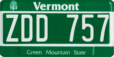 VT license plate ZDD757