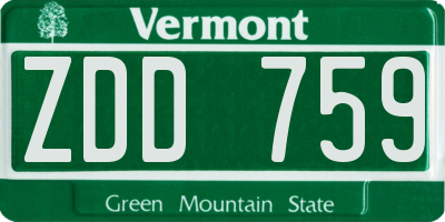 VT license plate ZDD759