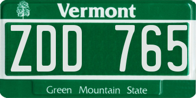 VT license plate ZDD765
