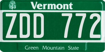 VT license plate ZDD772