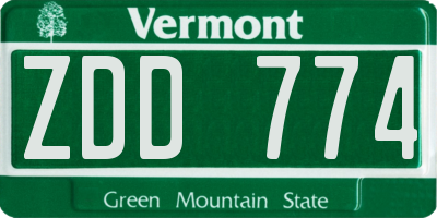VT license plate ZDD774