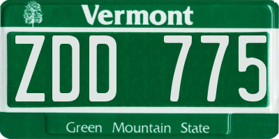 VT license plate ZDD775