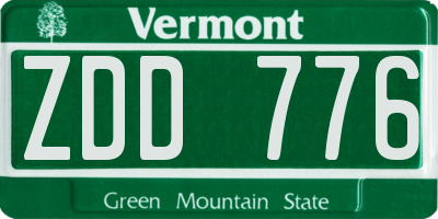 VT license plate ZDD776