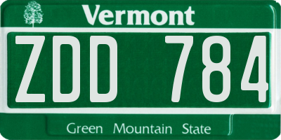 VT license plate ZDD784