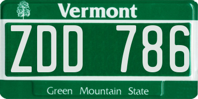 VT license plate ZDD786
