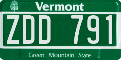 VT license plate ZDD791