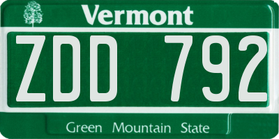 VT license plate ZDD792