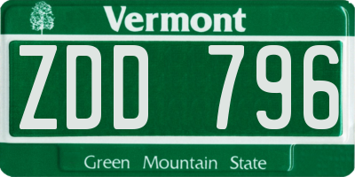 VT license plate ZDD796