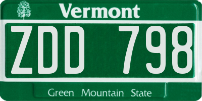 VT license plate ZDD798