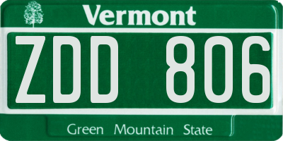 VT license plate ZDD806