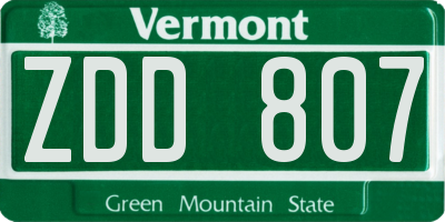VT license plate ZDD807