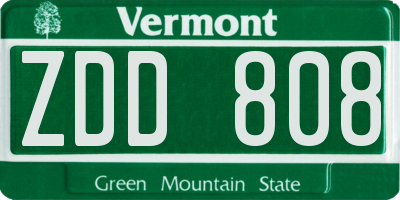 VT license plate ZDD808