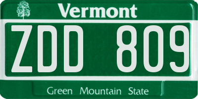 VT license plate ZDD809