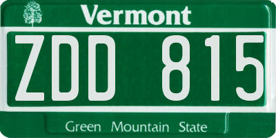 VT license plate ZDD815
